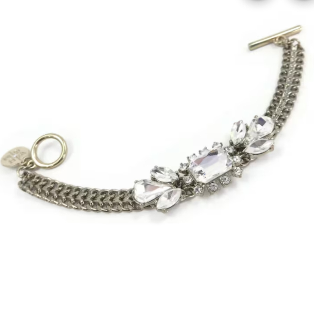 WHBM Goldtone Chunky Rhinestone toggle bracelet